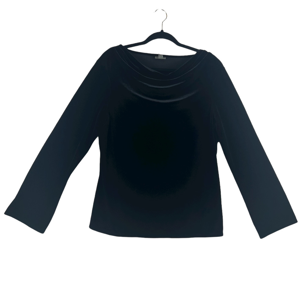 J. Jill Black Long Sleeve Cowl Neck Top Size Lg Stretch